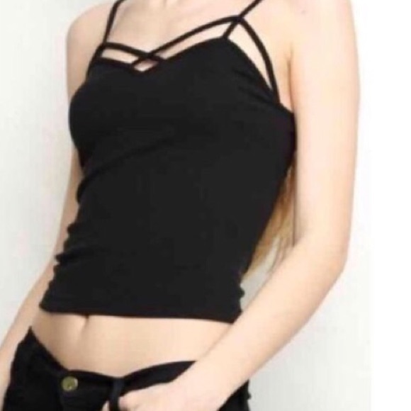 Brandy Melville Tops - BRANDY MELVILLE CRISS CROSS BLACK TANK